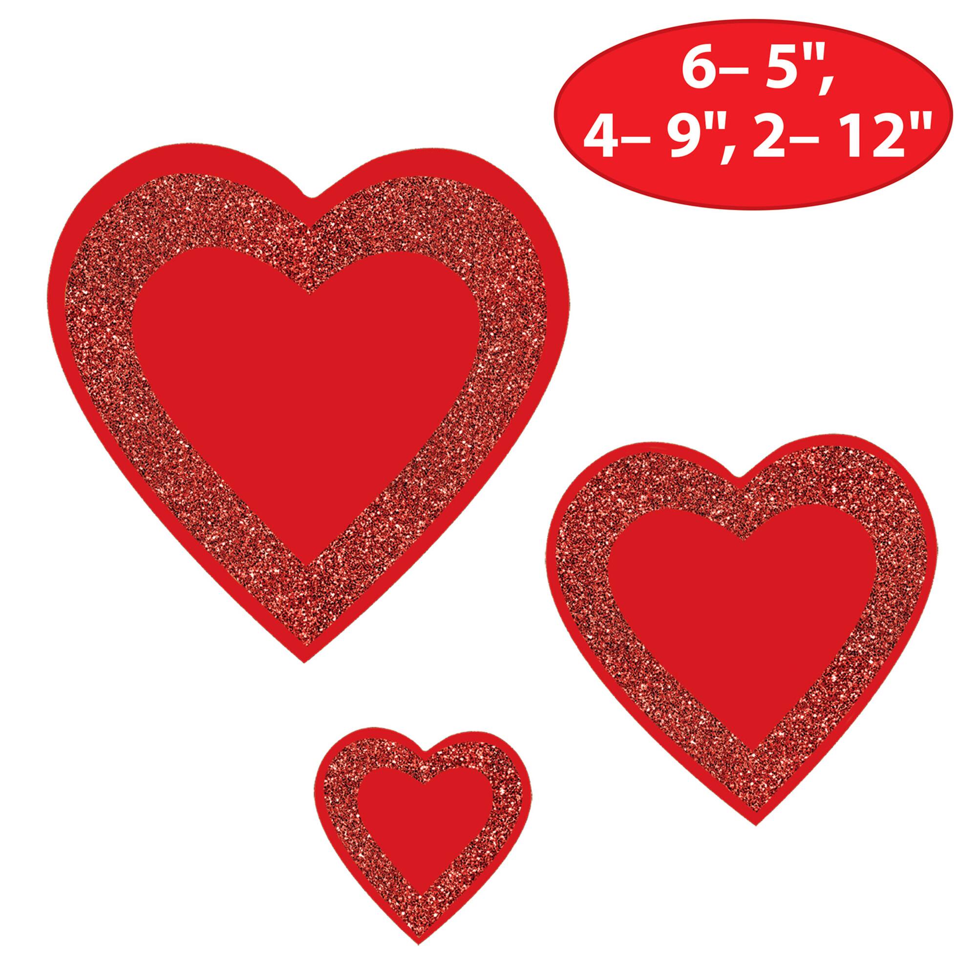 Beistle Red Glittered Heart Cutouts, 12ct.